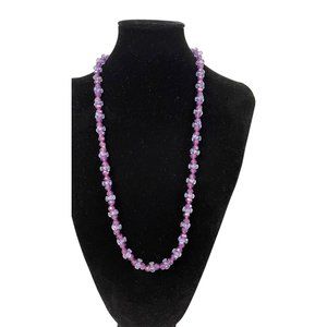 Vintage Womens Molded Glass Beads in Two Pale Necklace Purple 1980 Length: 13"